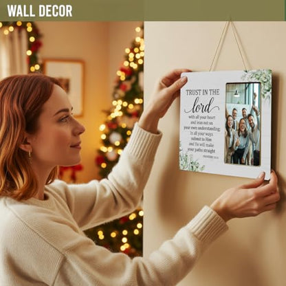 Christian Gifts Picture Frame for Faith, Trust in the Lord Gifts Picture Frame for Women Men - color: Christian