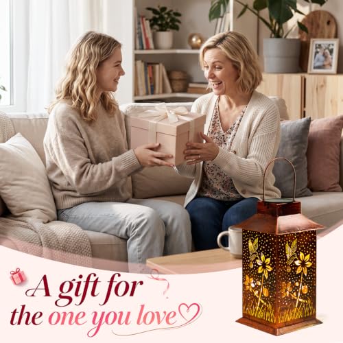Homemory Gifts for Women, Hummingbird Solar Lanterns Outdoor Waterproof | Solar Decoration with Led Glow and Waterproof Metal Design, Ideal for Garden, Yard, Patio, Porch, Birthday Gifts - style: Hummingbird Square