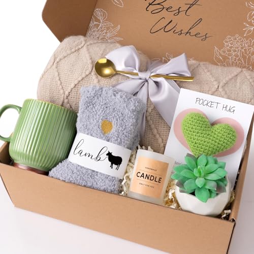Self Care Gifts Get Well Soon Gift Baskets for Women, Mothers Day Birthday Gifts Care Package for Women, Thinking of You Inspirational Sympathy Gift Set for Mom Her Wife Girlfriend Sister Friend - color: Light Khaki