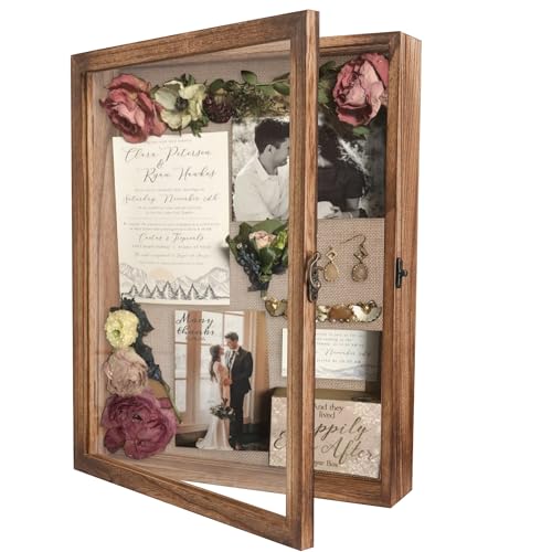 Large Shadow Box Frame 11x14 Display Case, Wood Wedding Bouquet Memory Box - color: Carbonized Black, size: 11"x14" (28x35 cm)