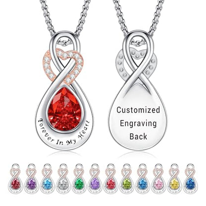 Infinity Urn Necklace for Ashes Sterling Silver Heart Moonstone Turquoise Birthstone Keepsake Memorial Cremation Jewelry for Women - style: Infinity A-BirthStone Customized