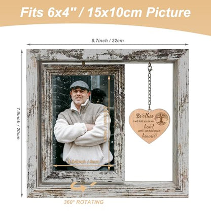 Rotating Brother Memorial Wood Frame Loss of Bro Sympathy Gift | Double 4x6 Photo Frame, Bereavement Condolences Remembrance Sorry for Your Loss Grief Keepsake - color: Loss of Brother