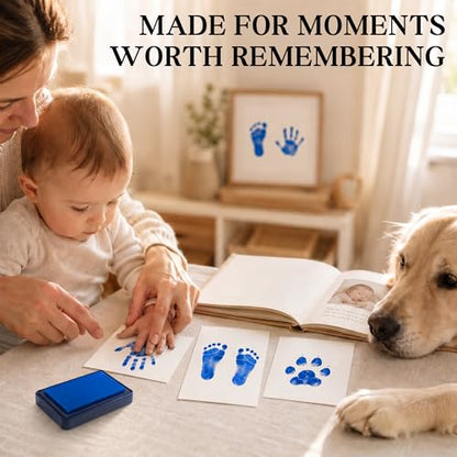 ReignDrop Baby Ink Pad for Hand and Footprints, Non-Toxic Acid-Free Keepsake Kit, Smudge-Proof Archival Ink Wipes Off Skin, for Scrapbook, Photo Album, Frames & Pet Paws, Baby Gift (Dark Blue) - color: Dark Blue