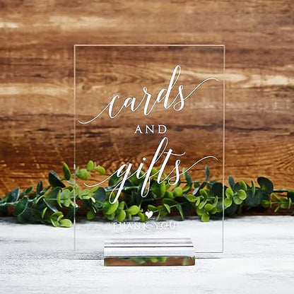 Acrylic Cards and Gifts Sign with Stands, 5"x7" Clear Acrylic Wedding Sign and Clear Stand, Wedding TableTop Sign for Wedding Reception Event Party (Cards and Gifts) - size: 5" x 7" Cards and Gifts Sign