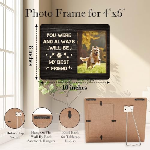Dog Picture Frame, Cute Pet Wood Photo Frame, Dog Lover Gifts, Sympathy Gifts for Loss of Dog, You Were And Always Will Be My Best Friend Frame, Pet Remembrance Gifts -c05 - style: Pet