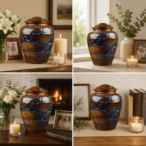 Extral Large Rosewood Cremation Urn for Human Ashes Adult Male, Urn for Ashes for Women and Men, Adult Size Decorative urn. Burial and Funeral Urn Large 350 Cu in Resin Inlay. - size: XX 350 Cu In