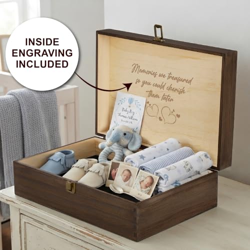 Time Capsule Engraved Wooden Keepsake Box, Memory Box to Be Opened on 18th Birthday with Inside Engraving, Baby Milestone Storage Gift for Photos, Cards & Precious Keepsakes X-Large 14.15 x 9.5 x 4.5" - size: X-Large, style: Time Capsule