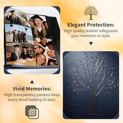 Photo Album 4x6 600 Pockets Slip In Extra Large Capacity | PU Leather Cover Picture Album Holds Horizontal & Vertical Photos for Family Wedding Baby Anniversary Christmas Gift - color: Navy Blue