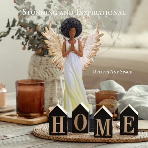 African American Expressions Golden Angel Figurine – Black Angel Home Décor Resin Statue, Thoughtful Spiritual Collectible – Christian Gift for Mom - style: Golden Angel