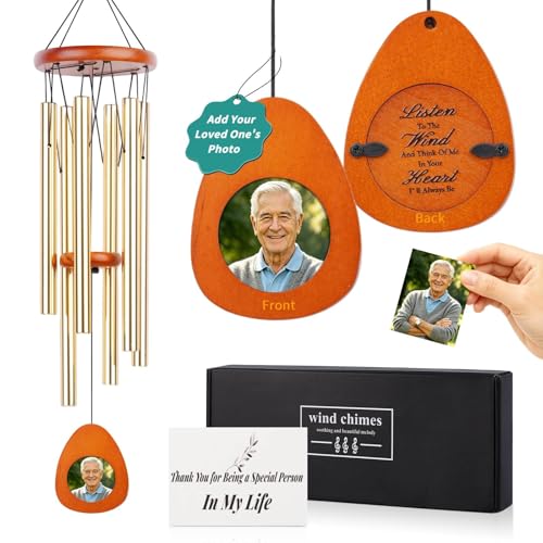32 Inch Memorial Wind Chimes Outdoor, Personalized Sympathy Gifts for Loss of Loved One, Memorial Gifts for Loss of Mom, Sympathy Wind Chimes for Mother, Father, Brother, Sister Gold - color: Gold, size: Teardrop