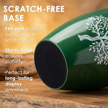 Emvency Urn for Ashes, Metal Alloy, 10" H x 6" W, Green - color: Green