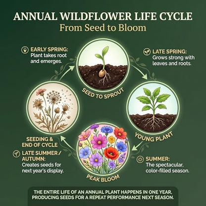 Wildflower Seed Shaker – Annual Mix by GevaGrow | 17 Variety Flower Seeds for Planting in Pots & Outdoor Gardens, Bulk 300,000+ Seeds - 1 Pound Tub - size: 1 Pound Tub, style: Annual Wildflower Mix