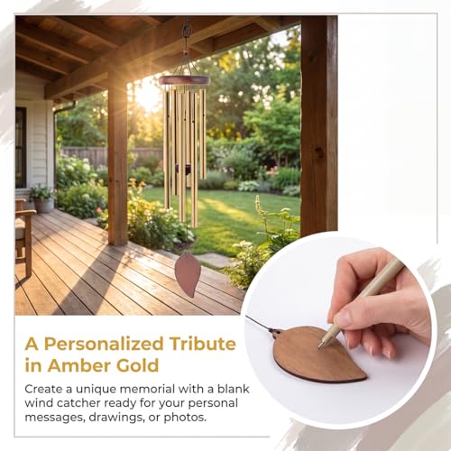 Wind Chimes for Outside, 32" Wooden Sympathy Wind Chimes Memorial Wind Chime for Loss of Loved One Mother Father, Sympathy Gift Home Decor Outdoor Garden Patio