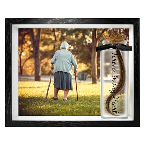 Personalization Memorial Photo Frame with Glass Keepsake Jar，Perfect for Preserving Loved One’s Hair & Memories，Sympathy Bereavement Gift - Holds 4x6 inch pictures (Black 4) - color: Black 4
