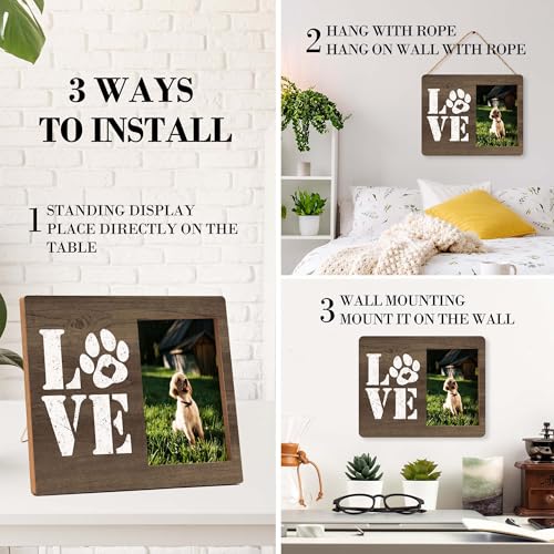 Dog Picture Frames, Puppy Photo Frame, Love Dogs Frames For Pictures, Pet Memorial Gifts, Farmhouse Home Living Room Bedroom Office Decoration -03 - style: Love Dogs 3