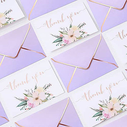 Winoo Design Heavy Duty Thank You Cards with Envelopes - 36 PK - Gold Thank You Notes 4x6 Inches Baby Shower Cards Wedding Small Business Graduation Funeral Bridal Shower (Violet) - style: Violet