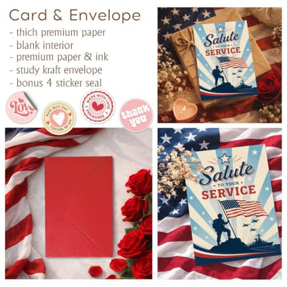 250 Years of Freedom Greeting Card with Red Envelope, 1776-2026 Patriotic Flag Liberty Bell Celebration Card, Semiquincentennial Independence Day Card for Veterans, Family, Friends - color: american14