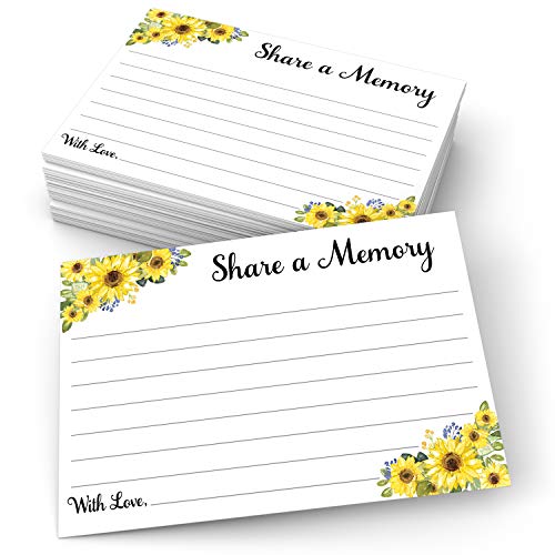 321Done Share a Memory Cards for Celebration of Life, 4x6, White, Sunflower