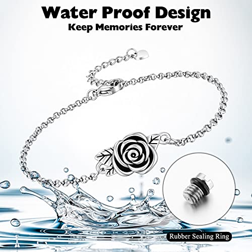 XIUDA Urn Bracelet for Ashes Rose Cremation Bracelet Ashes Holder Bangle Link Chain Ashes Bracelet for Women - style: Silver