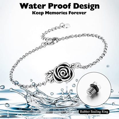 XIUDA Urn Bracelet for Ashes Rose Cremation Bracelet Ashes Holder Bangle Link Chain Ashes Bracelet for Women - style: Silver