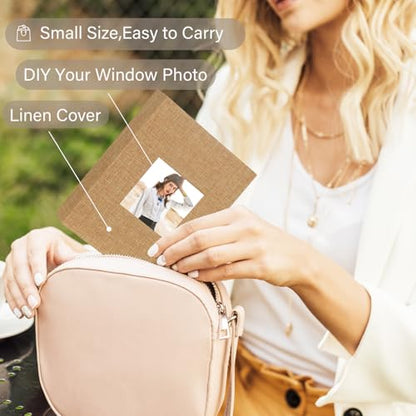 Artmag Mini Photo Album 4x6 26 Pockets 2 Pack, Linen Cover with Front Window Album Each Holds 52 Vertical Photos for Family Wedding Baby Children (Khaki) - color: Khaki, size: 50 Pockets/2PKS