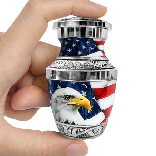 American Eagle Urn for Ashes Adult Male – Small Keepsake Patriotic Cremation Urns for Human Ashes Adult Man & Women – Memorial Funeral Urn for Home Display, or Burial - color: American Eagle, size: Keepsake Small