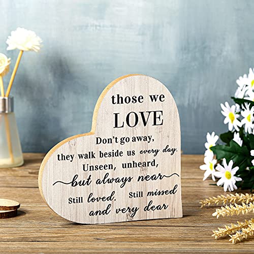 Blulu Sympathy Gift Memorial Wooden Heart for Loss of Loved One Bereavement Remembrance Gift Ideas Heart Memorial Sign Celebration of Life Sympathy Plaque Decor for Grief Father Mother Brother Son