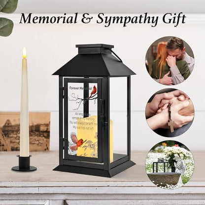 Memorial Lantern Bereavement Gifts Sympathy Gifts Forever Memorial Personalized LED Candle Lantern, Black - color: Black