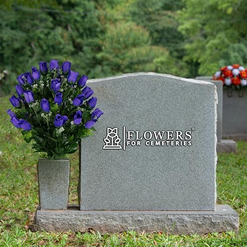 Artificial Cemetery Flowers - Gravesite Flowers - Purple Roses - color: Purple Roses, size: (1) Bouquet