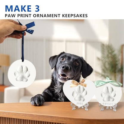 MYPAWLETS Dog Cat Pawprints Keepsake Kit,Make 3 Clay Paw Print Ornaments - size: Make 3（2 circles 1 heart）
