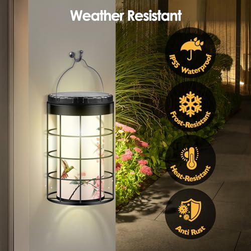 Hummingbird Solar Lanterns Outdoor Waterproof, Solar & USB Dual Charging Options, Garden Decor Hanging Lights, Gifts for Mom Wife Grandma Daughter Friends Sister