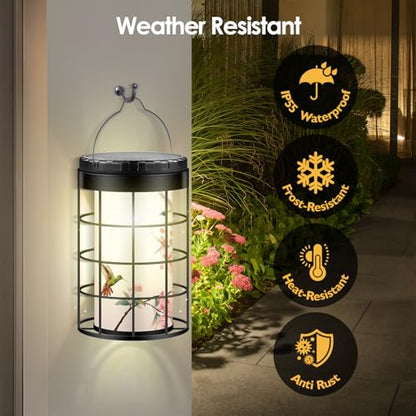 Hummingbird Solar Lanterns Outdoor Waterproof, Solar & USB Dual Charging Options, Garden Decor Hanging Lights, Gifts for Mom Wife Grandma Daughter Friends Sister