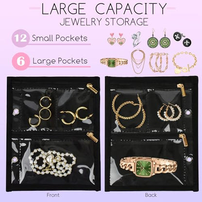 Travel Jewelry Organizer Case,Jewelry Bags Jewelry Storage Book Binder with Clear Zipper Velvet Pouch for Traveling,Earrings, Rings, Necklace, Bracelet (Inner Pages, 3 PCS) - color: Inner Pages,Black,3 PCS