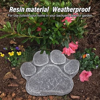 Pawprint Memorial Stone, DIY Lettering Beautiful Dog Grave Marker Comforting for Backyard for Puppy (Rock Grey)