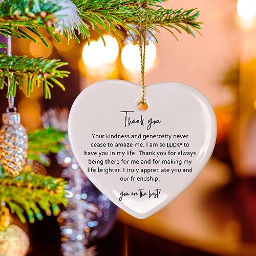 Jocidea Thank You Keepsake for Friend - Heart Christmas Ornament - Say Thanks - Friend Appreciation Gift - color: Truly Appreciate You and Our Friendship