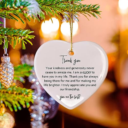 Jocidea Thank You Keepsake for Friend - Heart Christmas Ornament - Say Thanks - Friend Appreciation Gift - color: Truly Appreciate You and Our Friendship