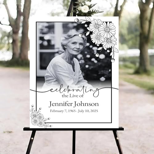 Celebration of Life Welcome Sign, Memorial Sign, Black Funeral Welcome Sign, in Loving Memory Sign, Celebration of Life Funeral Sign, Celebration of Life Sign, Memorial Sign with Photo #d3 - color: Version #11