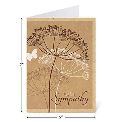 Current Kraft Sympathy Cards with Envelopes- Set of 8 Assortment (4 Designs), Large 5" x 7", Condolences Cards, Sentiments Inside, White Envelopes - color: Kraft