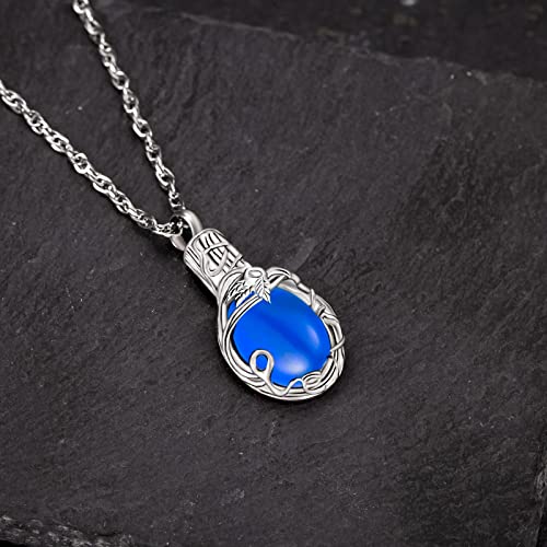 Gredstar Tree of Life Urn Necklace for Ashes, Birthstone Memorial Pendant | Teardrop Design, Love Symbol Detail, 12 Birthstone Colors, Stainless Steel, Ashes Holder, Funnel Kit Included - color: September