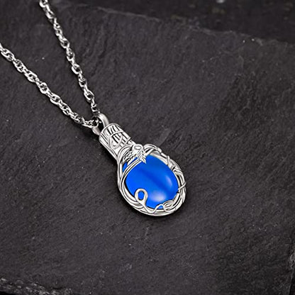 Gredstar Tree of Life Urn Necklace for Ashes, Birthstone Memorial Pendant | Teardrop Design, Love Symbol Detail, 12 Birthstone Colors, Stainless Steel, Ashes Holder, Funnel Kit Included - color: September