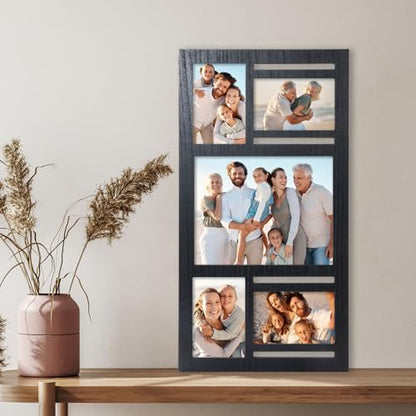 Collage Picture Frame for Wall – Black Multi Photo Frame Holds 8x10 and 4x6 - color: Black, size: 5 Opening-Mixed