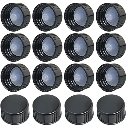 MEETOOT 16pcs Phenolic Resin Cover 20mm Black Poly Seal Screw Caps for Daily Chemicals, Food, Cosmetics Bottles - size: 20mm