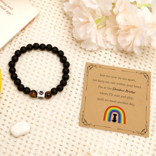 Aelciyue Pet Memorial Mothers Day Birthday Xmas Valentines Day Gifts for Loss Of Cats Dogs Mom Dad Paw Print Gifts Bracelets - style: Black-Dog Memorial