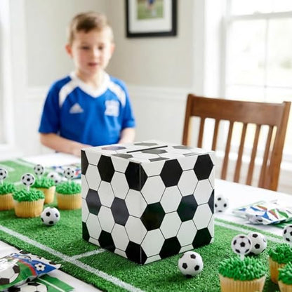 Soccer Card Box Sports Party Favors Post Box Cardboard Receiving Money Holder for Soccer Theme Wedding Reception, Baby Showers, Anniversary, Birthday Party, Graduation Table Centerpiece Decorations - style: Soccer