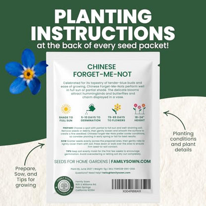 Chinese Forget Me Not – 800 Seeds for Planting – 2026 Season – 5 Grams - size: 0.18 oz