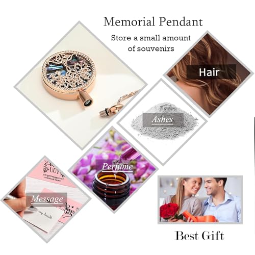 Hearbeingt Tree of Life Urn Necklaces for Ashes Circle Cremation Jewelry - color: B-Rose Gold