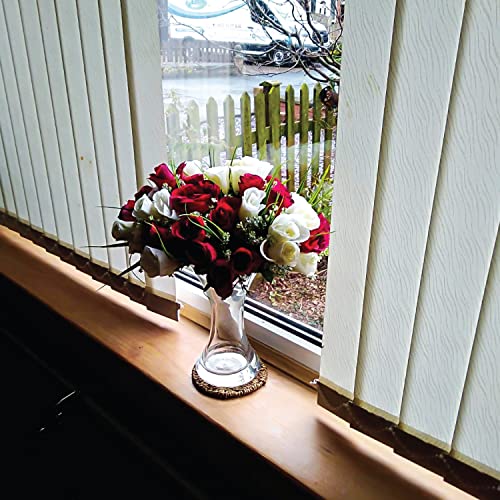 Artificial Roses, 42cm Fake Flowers for Decoration, Grass Bush with Gyp & Foliage 24 Red Roses Heads, Red Artificial Flowers for Outdoor & Indoor Events Wedding Party Home Decor (1, Red With Gyp)