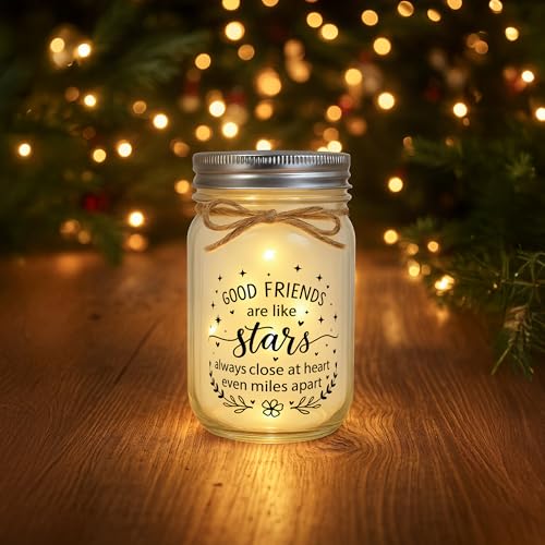 Friendship Gifts for Women, Birthday Christmas Thankgiving Holiday Gifts for Best Friend Woman, Mason Decorative Jar Night Lights for Friends Sister - style: Friends