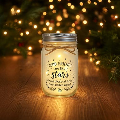 Friendship Gifts for Women, Birthday Christmas Thankgiving Holiday Gifts for Best Friend Woman, Mason Decorative Jar Night Lights for Friends Sister - style: Friends