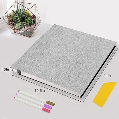 Zesthouse Photo Album Self Adhesive Pages, 60 Pages Magnetic Scrapbook Albums with Sticky Page, Photos Album Holds 8x10 & 5X7 & 4x6 & 6x8 & 3x5, Large Picture Book Ideal Gift for Family Wedding Baby - color: Grey, size: 11"x10.6"/White 60 Pages